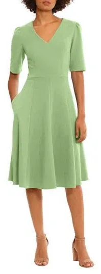 V-Neck Fit & Flare Dress