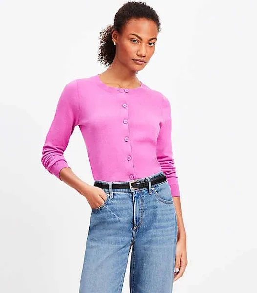 Women's Loft Modern Crew Neck Cardigan Sweater