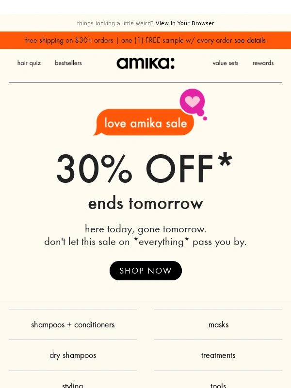 Amika - There’s still time to get 30% off ⏰
