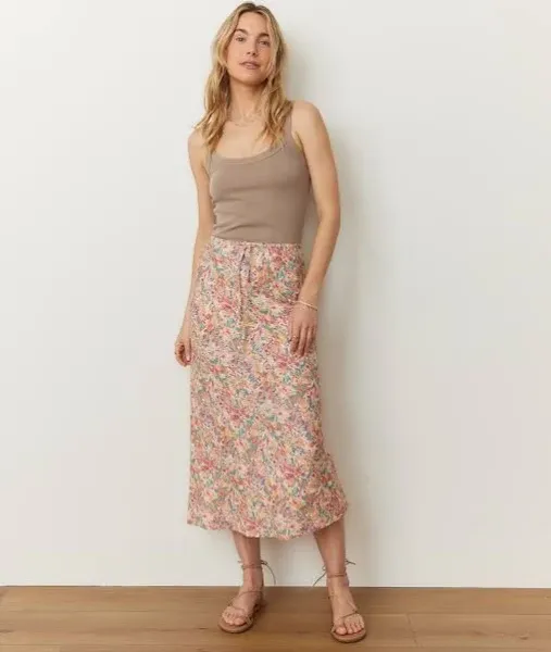 Marine Layer Women's Avery Floral Drawstring Midi Skirt