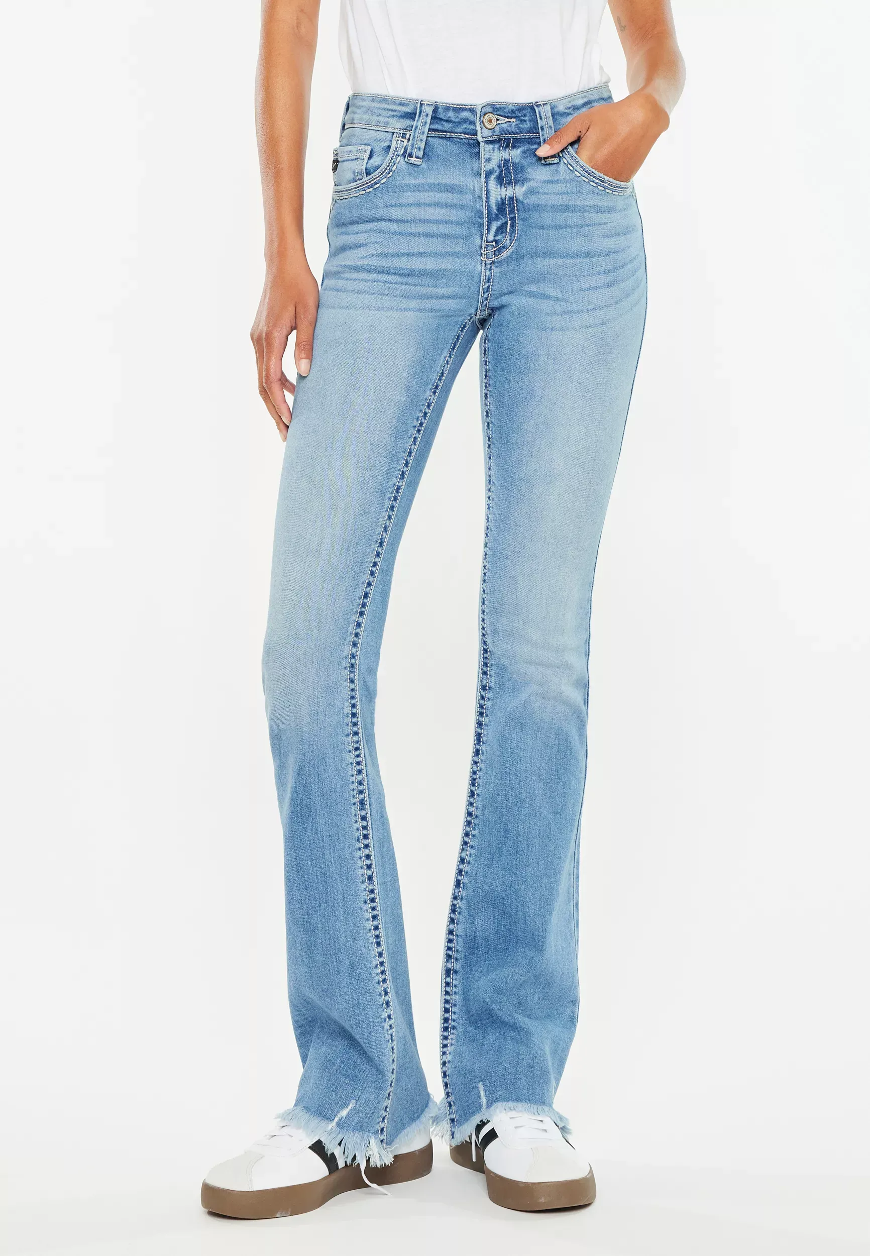 Kancan Kancan™ Women's Mid Rise Frayed Hem Bootcut Jeans Blue  - 29