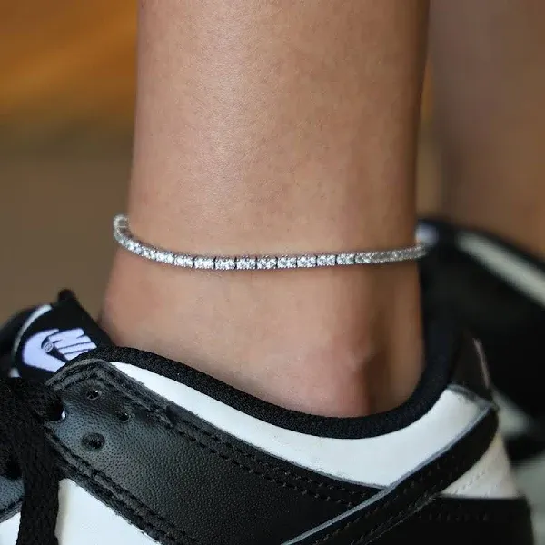 The GLD Shop Diamond Tennis Anklet 2mm Size 8"-10