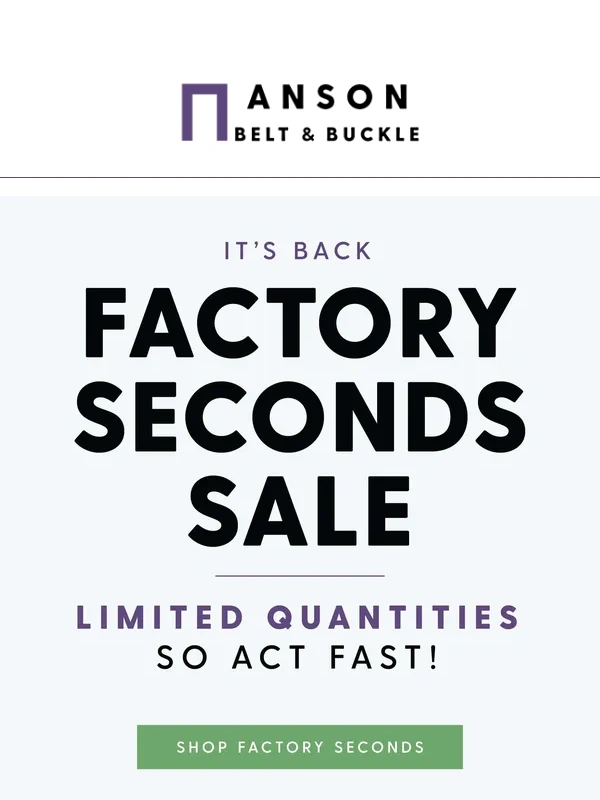 Anson Belt - Factory Seconds Sale is Back (From $14.99!)