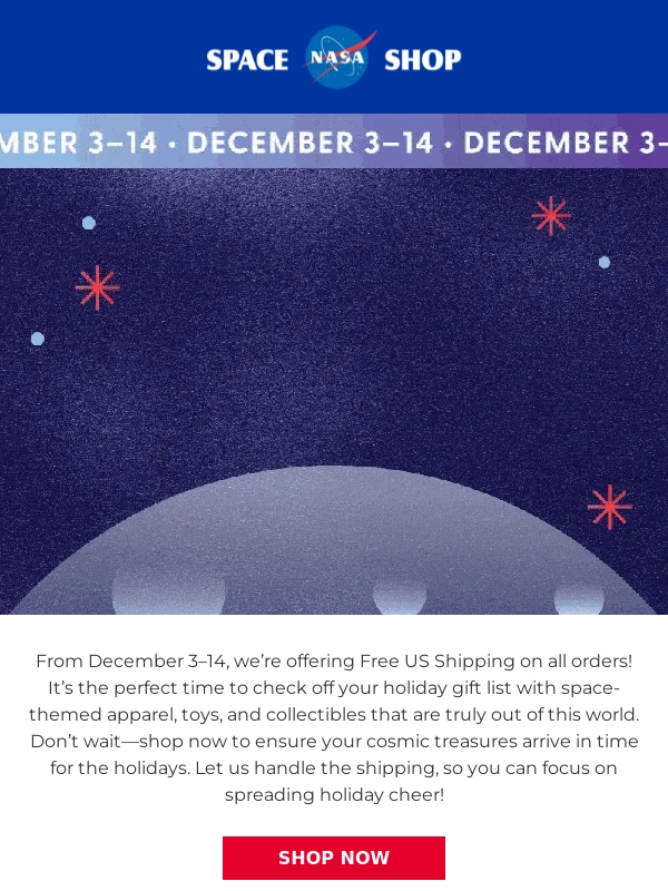 Kennedy Space Center - The holidays are better with free shipping!