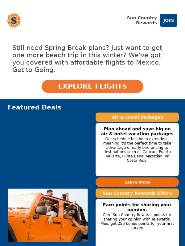 Sun Country - Don't miss flights to Mexico from $167*