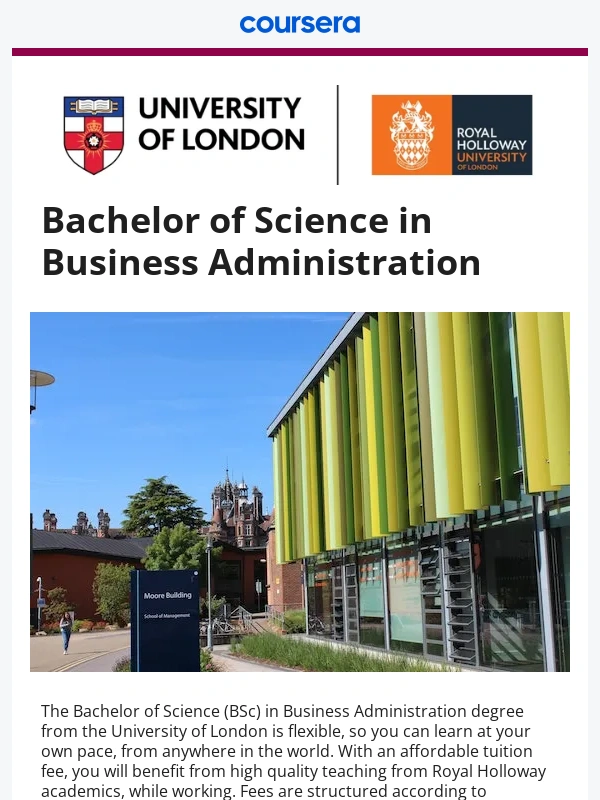 Coursera - Grow your career by earning your BSc Business Administration