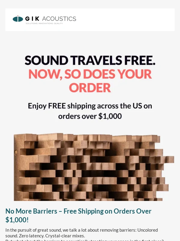 GIK Acoustics - Free Shipping on Orders Over $1,000 – Limited Time Only!