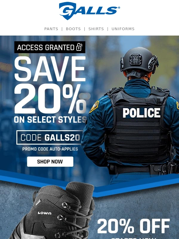 Galls - Access Granted!: 20% Off Starts Now!