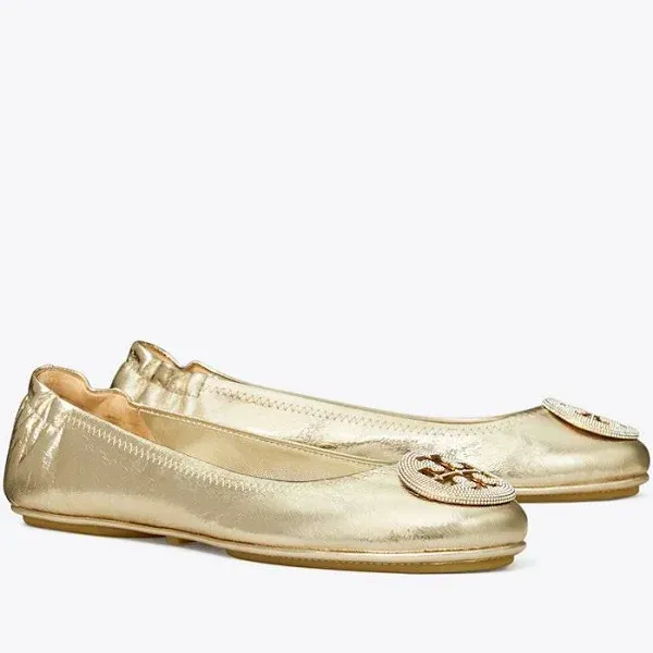 Georgia Metallic Medallion Ballerina Flats In Spark Gold