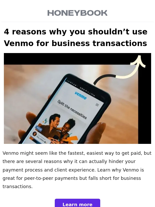 HoneyBook - 4 reasons why you shouldn’t use Venmo for business transactions