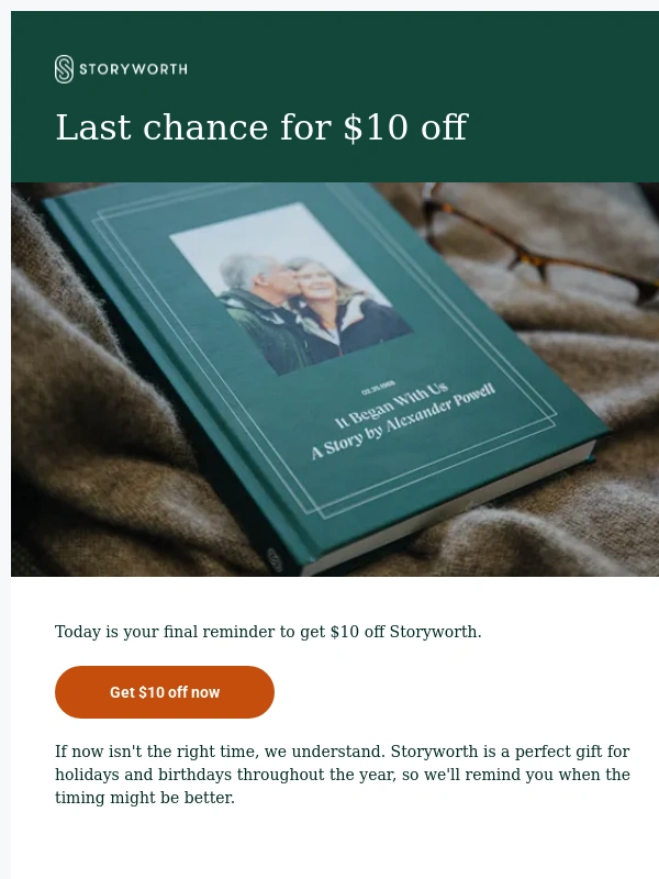 Story Worth - Your $10 off link expires today