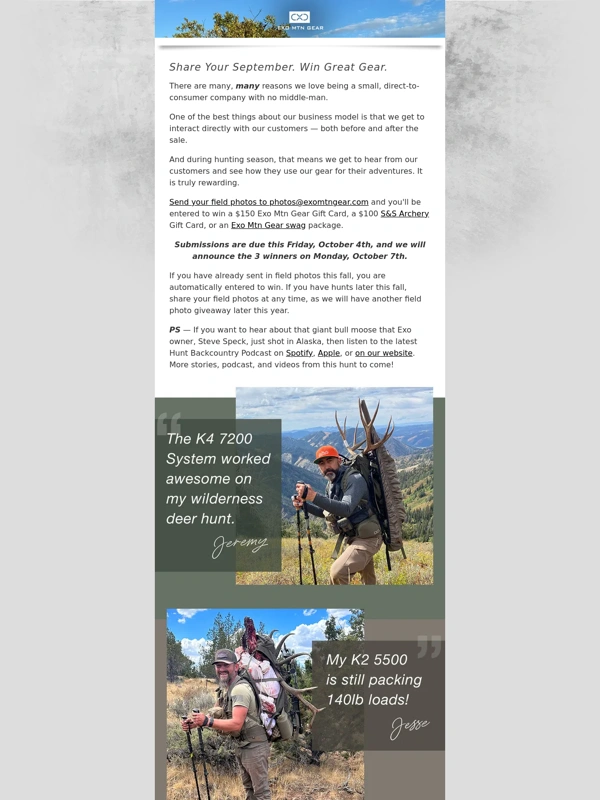 Exo Mtn Gear - Field Photo Giveaway