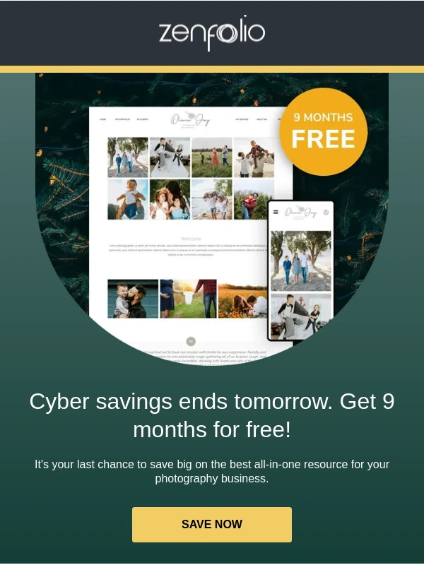 Zenfolio - 9 Months Free Ends Tomorrow