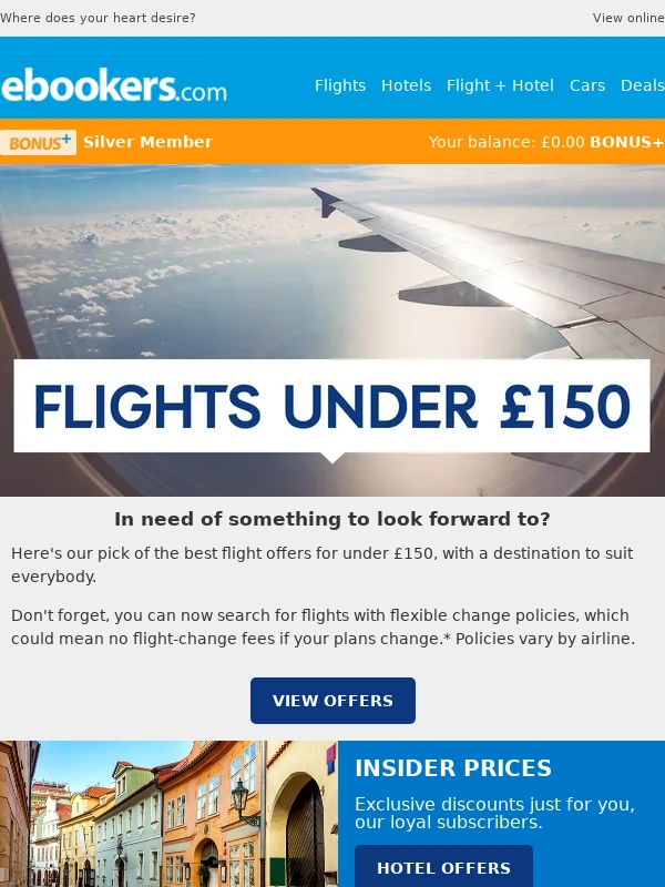 ebookers - Fly away for under £150