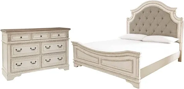 Ashley Realyn King Upholstered Panel Bed with Dresser