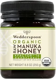 Wedderspoon Raw Organic Manuka Honey KFactor 16+, 8.8 Oz, Unpasteurized, Genuine New Zealand Honey, Multi-Functional, Non-GMO Superfood, Kfactor, Traceable from Our Hives to Your Home