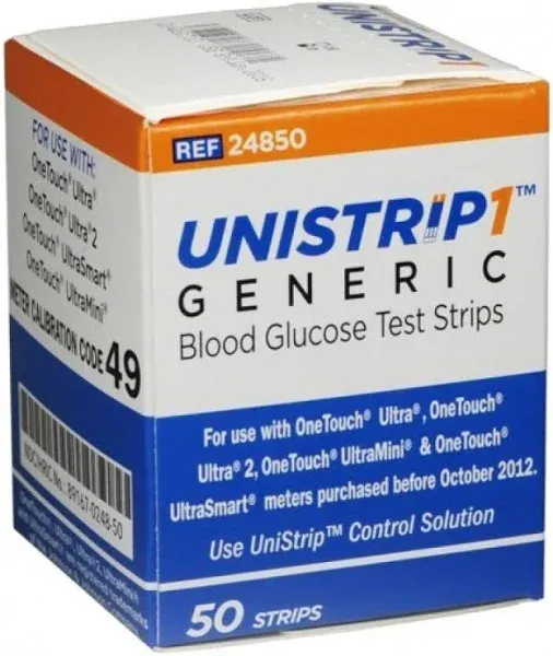 UNISTRIP Generic Blood Glucose Test Strips 4 Boxes / 200 Test Strips