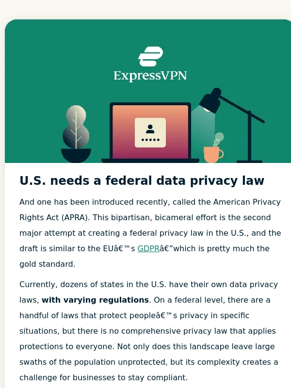 ExpressVPN - APRA is the latest attempt at a federal law in the U.S