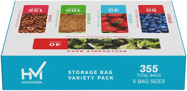 Highmark Plastic Storage Bags Variety Pack Clear Pack of 355 Bags
