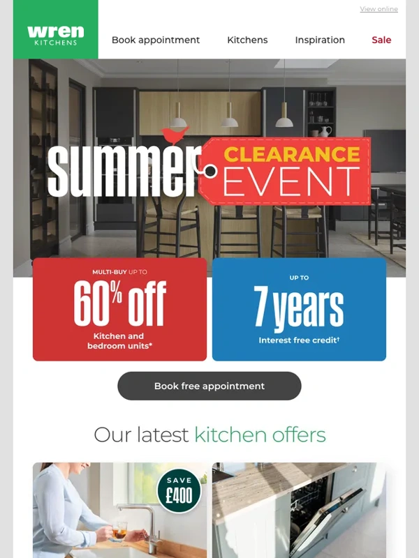 Wren Kitchens - 60% off Kitchen & Bedroom Units | Summer Clearance Event