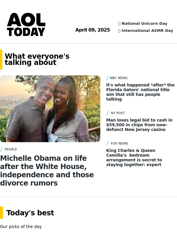 AOL - Michelle Obama on divorce rumors; J.Lo goes low cut; flub on 'Jeopardy'