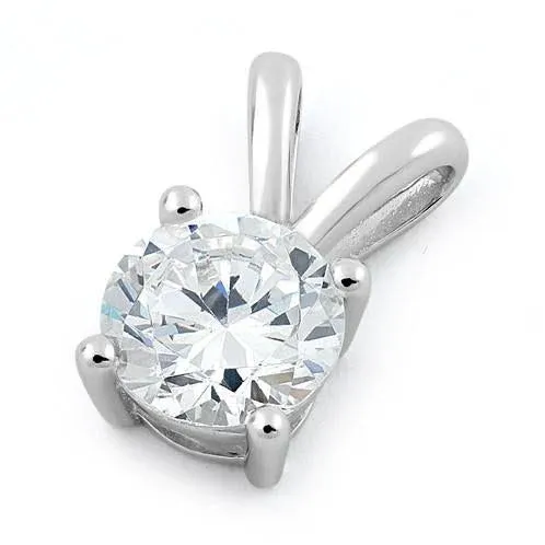 Sterling Silver Round CZ Pendant