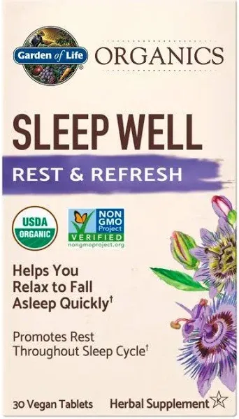 Garden of Life Mykind Organics Sleep Well Rest & Refresh 30 Tablets