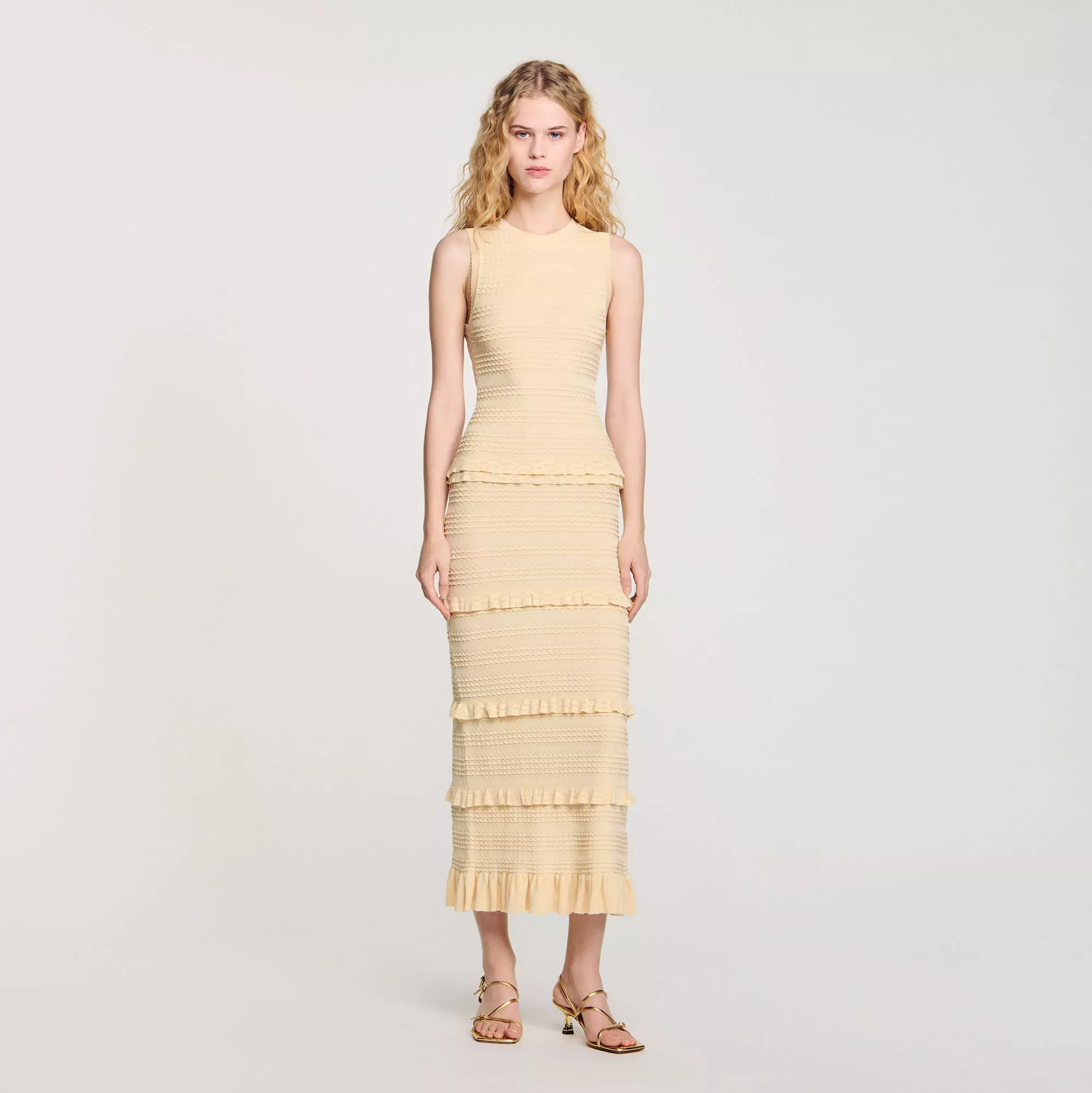 Sandro Ruffled knit maxi dress - female - 4