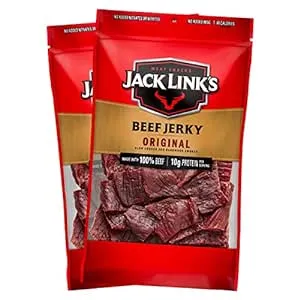 Jack Link's Beef Jerky, Original, Large Jerky Bags - Great Gifts for Dad, Flavorful Meat Snacks, Ready to Eat Protein Snacks with 10g of Protein per Serving, Made with 100% Beef - 9 Oz. (Pack of 2)