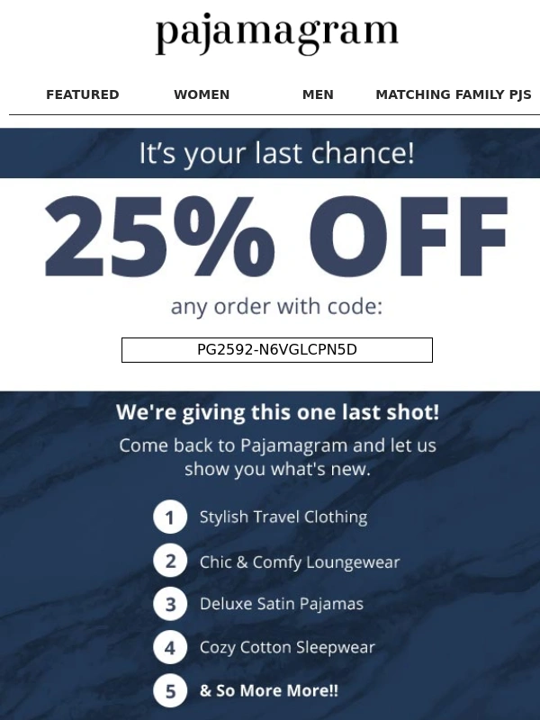 PajamaGram - Not Giving Up: 25% OFF your next order!
