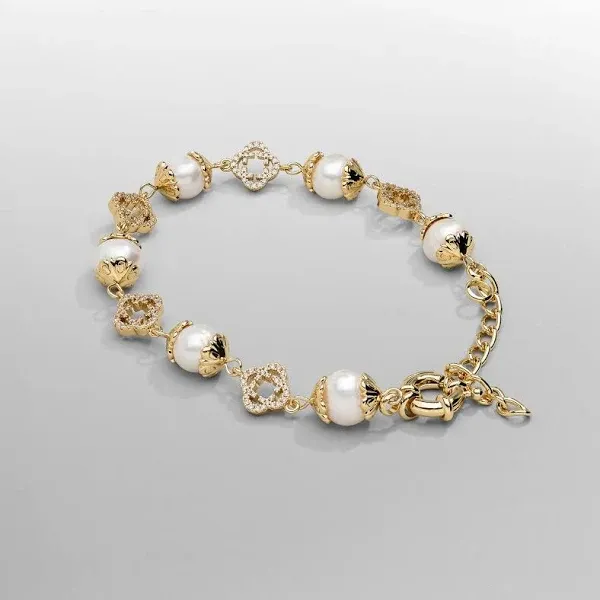 CRAFTD Men's Silver Filigree Pearl Bracelet