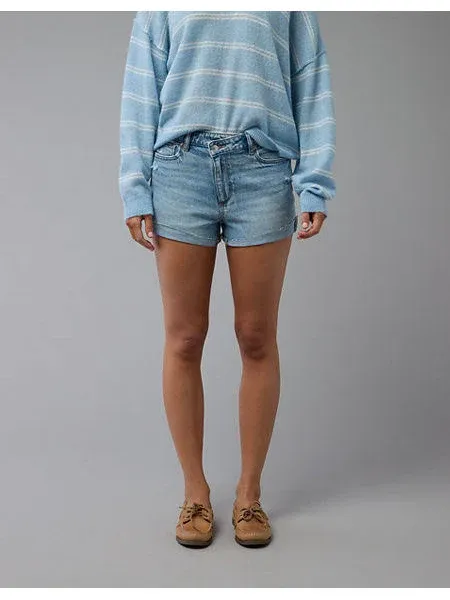 Ae Stretch Ripped Denim Mom Shorts