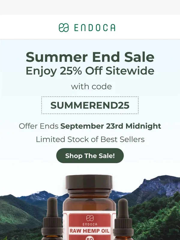 Endoca - Summer End Sale - 25% off storewide