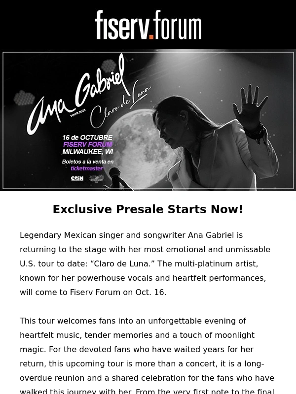 NBA League Pass - Exclusive Presale Starts Now: Ana Gabriel