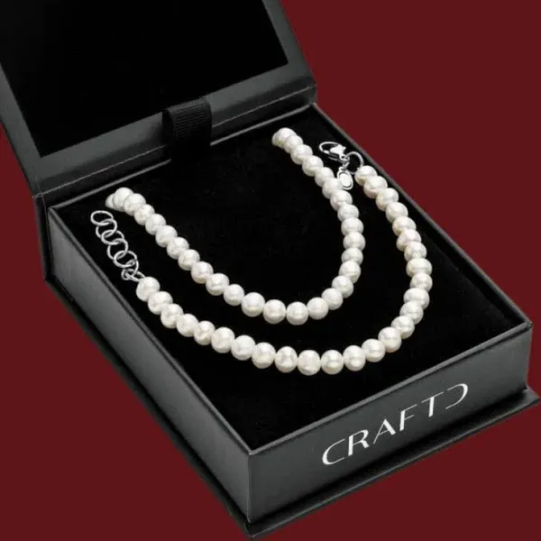 CRAFTD Men's Pearl Necklace & Bracelet Gift Set