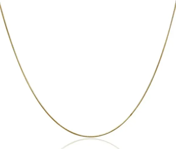 14K Solid Yellow Gold Round Cubetto Omega Snake Chain Herringbone Necklace