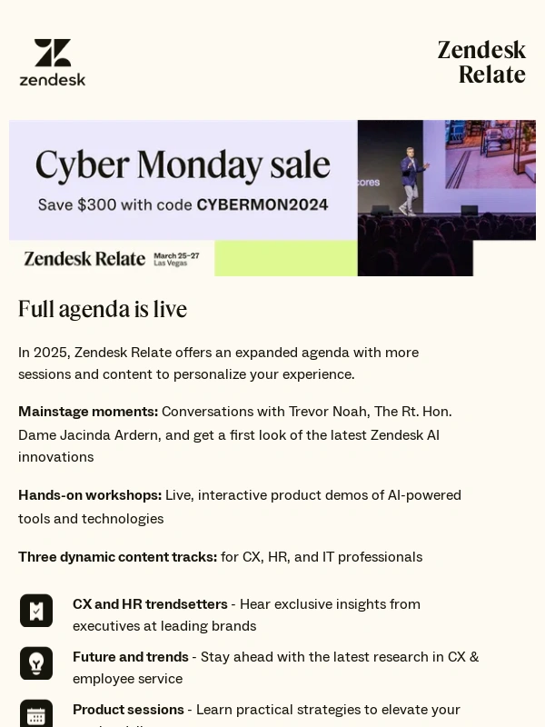 Zendesk - Cyber Monday: save big & explore the full Zendesk Relate agenda