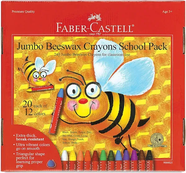 Faber-Castell Jumbo Beeswax Crayons School Pack of 240
