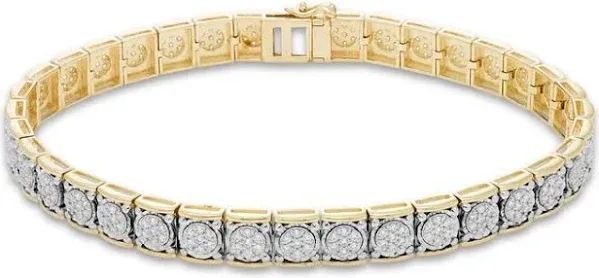 Men's 10K Yellow Gold 2 Ct tw Round-Cut Diamond Tennis Bracelet