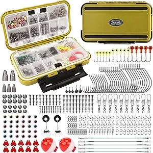 TRUSCEND Widely Used Fishing Tackle & Accessories Kit Worth Ever Penny, Fishing Tackle Box with Tackle Included, Fishing Sinker Weight Hook Swivels Snap Leader Lure, Economic/Giftable Fishing Gear Set