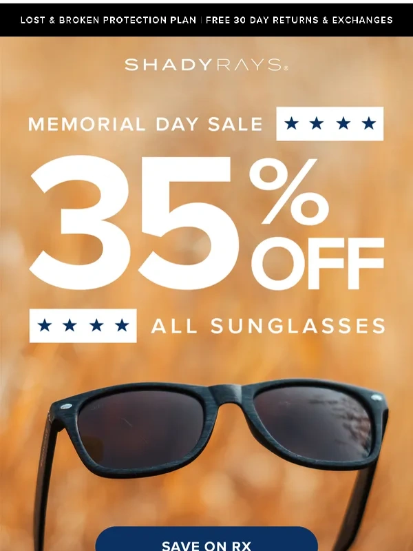 Shady Rays - 35% Off RX Frames & Trending Styles ?