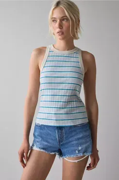 BDG Charli Striped Ribbed Knit Cropped Tank Top