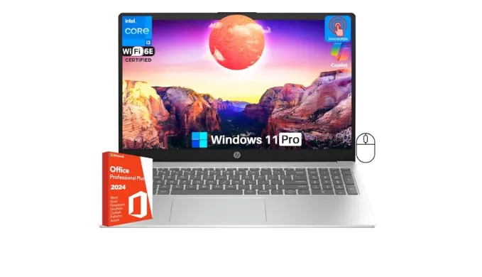 HP 15.6" Touchscreen Business Laptop Computer - with MS Office Pro Lifetime License, Intel 6-co…