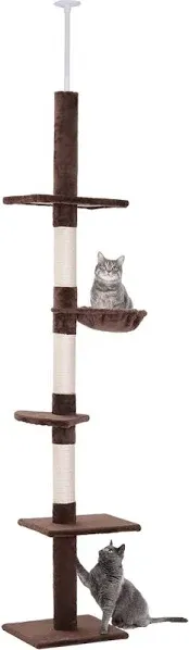 PawHut 8.5' Adjustable Height Floor-to-Ceiling Vertical Cat Tree