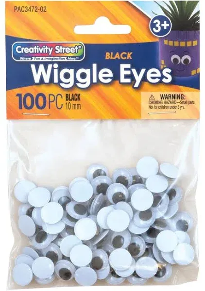 Creativity Street WIGGLE EYES Glue-On 10mm Black 100/Pkg.