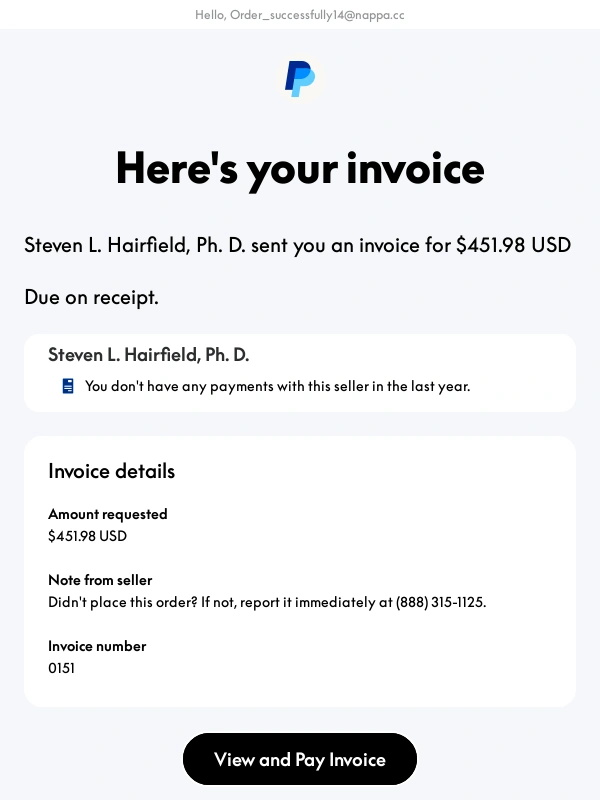 PayPal - Invoice from L. Hairfield,Ph. D. (0151)