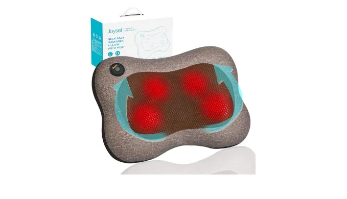 Joyset Shiatsu Neck and Back Massager with Heat Massage Pillow for Shoulder,Legs,Foot,Body Muscle Pain Relief Lower Back Massager with Cloth Cover Easy to Clean Suitable for Home Gift