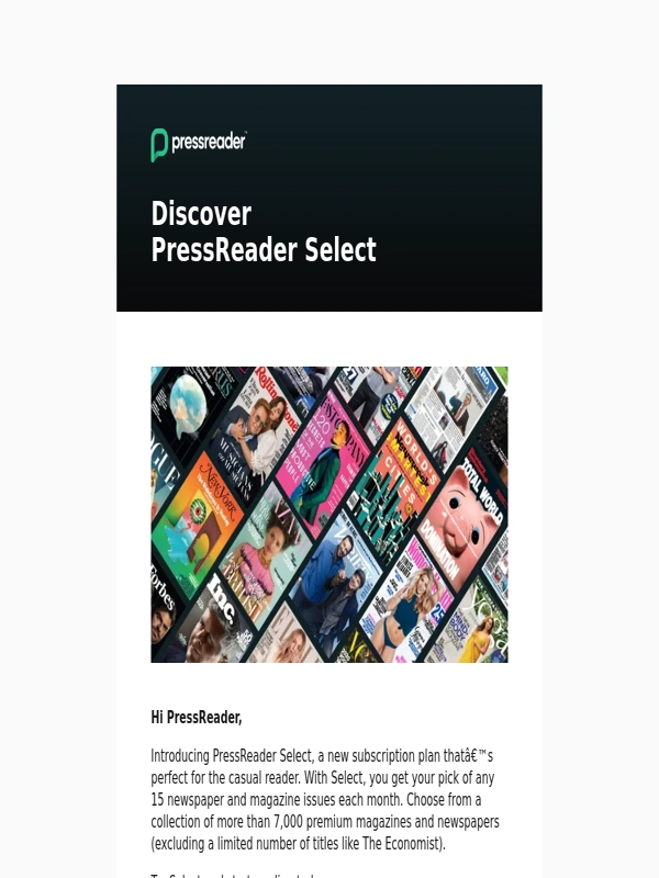PressReader - Discover PressReader Select: Your pick of any 15 issues each month