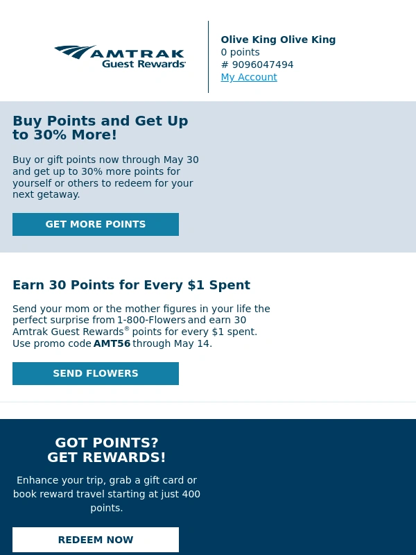 Amtrak - Make the most of your points with these April offers