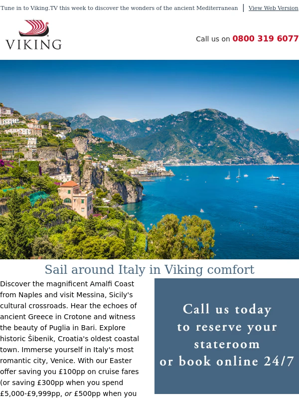 Viking River Cruises - Save up to £500pp on an Italian Sojourn